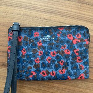 Coach blue & coral wristlet